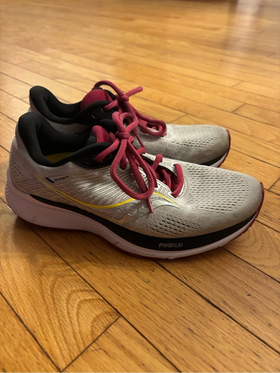 Saucony Shoes - Saucony Women's Athletic Shoes - Light Gray with Pink and Yellow Accents